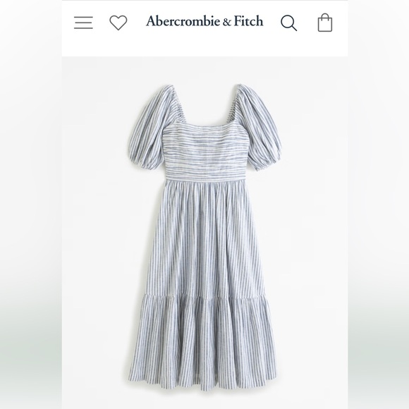 Abercrombie & Fitch | Dresses | The Af Emerson Linenblend Puff Sleeve Midi  Dress Abercrombie Fitch | Poshmark